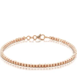 Rose Gold Adjustable Diamond Cut Bead Bracelet 14K New