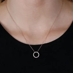 Rose Gold Diamond Circle Pendant 14K, 1/4 ctw. Sale