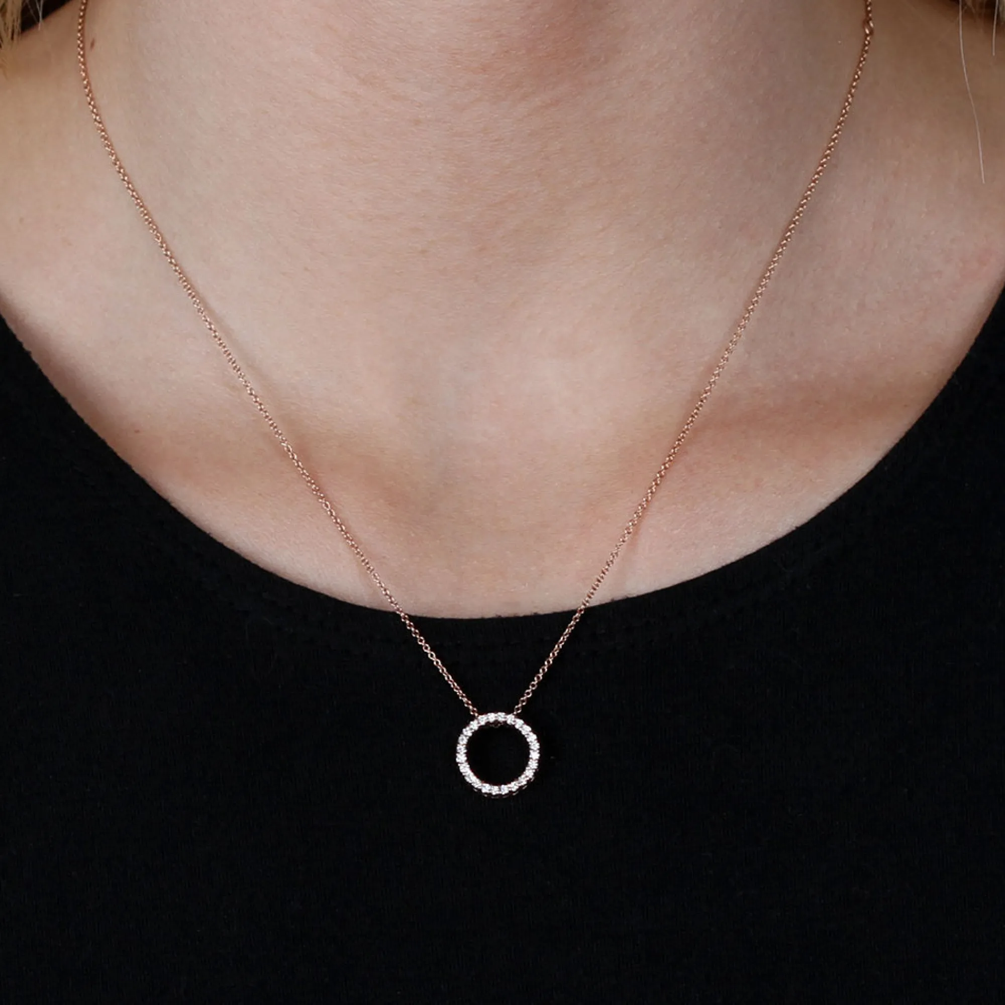 Rose Gold Diamond Circle Pendant 14K, 1/4 ctw. Sale