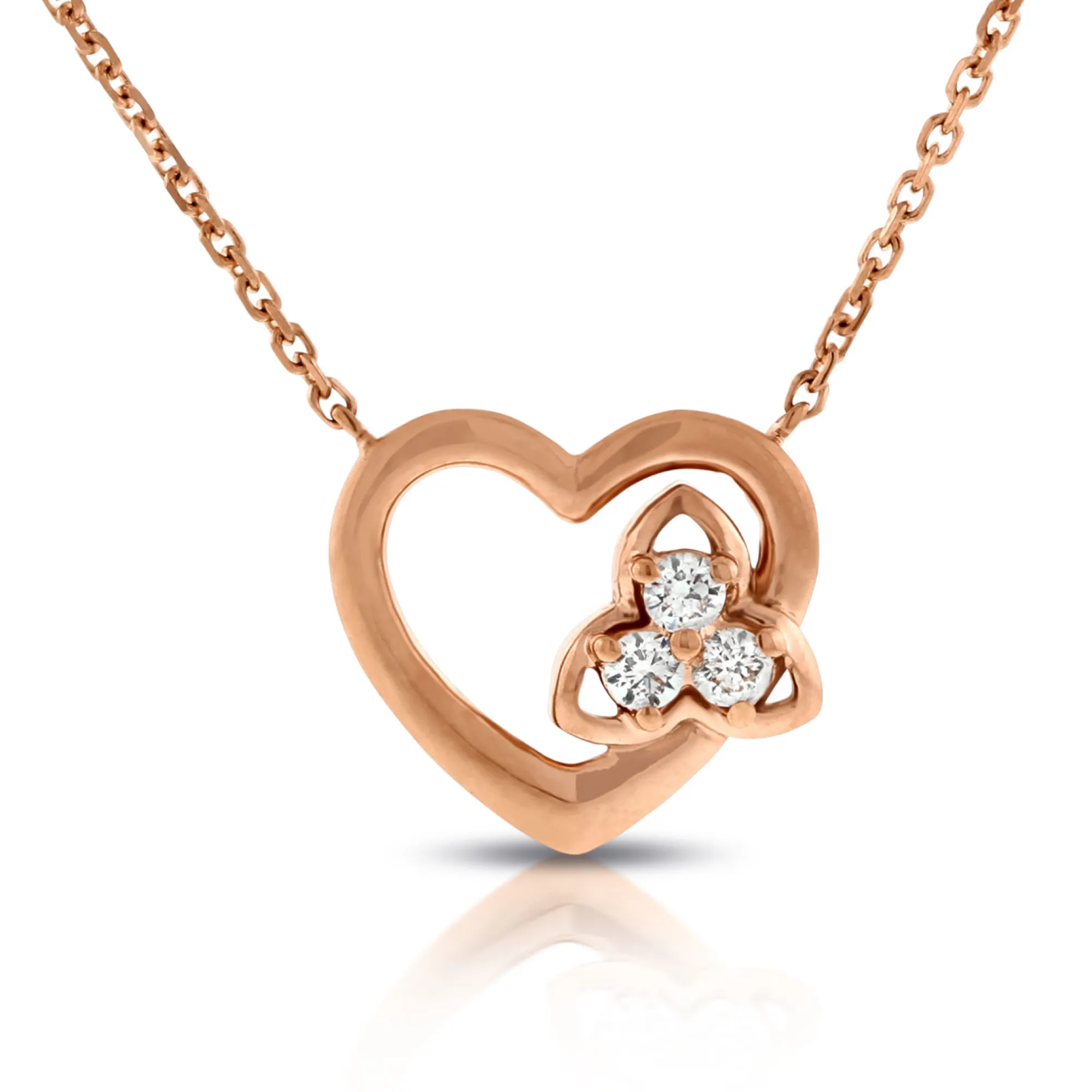 Rose Gold Diamond Heart Necklace 14K Sale