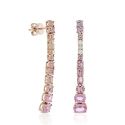 Rose Gold Graduated Color Pink Sapphire & Diamond Earrings 14K Best