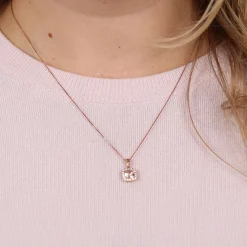 Rose Gold Morganite & Diamond Pendant 14K New