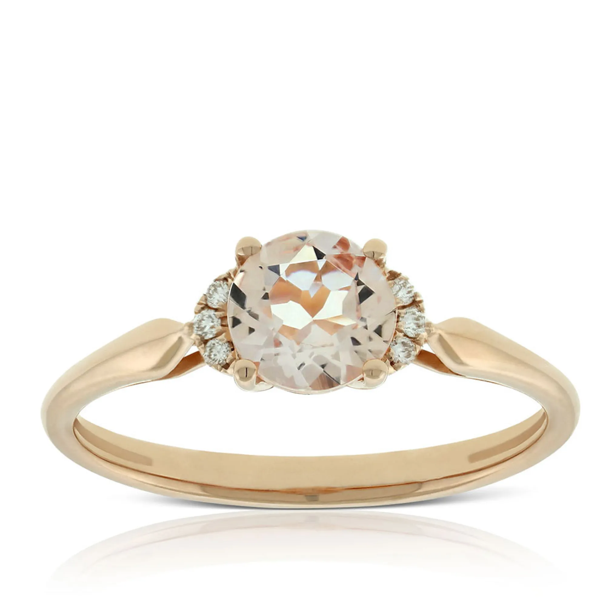 Rose Gold Morganite & Diamond Ring 14K New