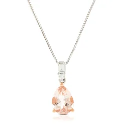 Rose Gold Pear Morganite & Diamond Two-Tone Necklace 14K Sale