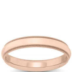 Rose Gold Polished Edge Milgrain Comfort Fit 4mm Band 18K Sale