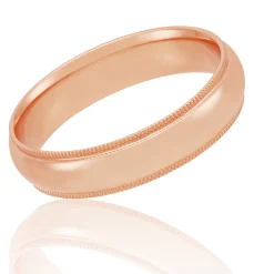 Rose Gold Polished Edge Milgrain Comfort Fit 5mm Band 18K Hot
