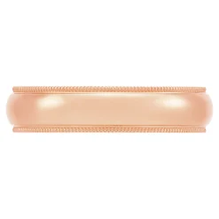 Rose Gold Polished Edge Milgrain Comfort Fit 5mm Band 18K Hot