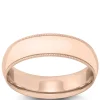 Rose Gold Polished Edge Milgrain Comfort Fit 6mm Band 18K