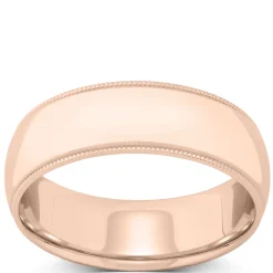 Rose Gold Polished Edge Milgrain Comfort Fit 7mm Band 18K New