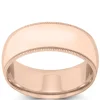 Rose Gold Polished Edge Milgrain Comfort Fit 8mm Band 18K Outlet