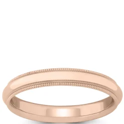 Rose Gold Polished Milgrain Edge Comfort Fit 3mm Band 14K Online