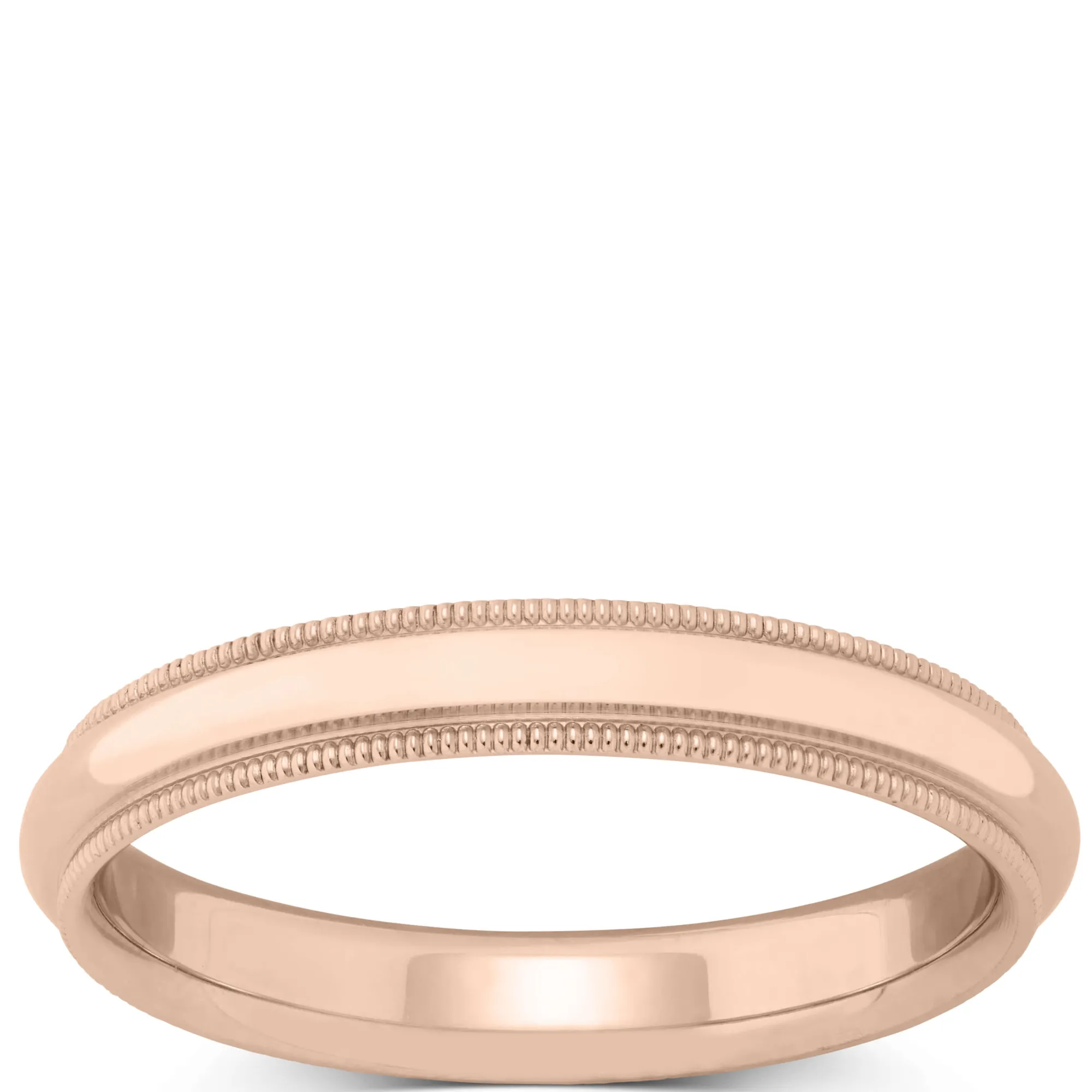 Rose Gold Polished Milgrain Edge Comfort Fit 3mm Band 14K Online