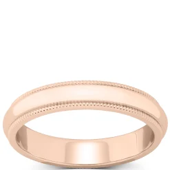 Rose Gold Polished Milgrain Edge Comfort Fit 3.5mm Band 14K Best