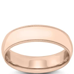Rose Gold Polished Milgrain Edge Comfort Fit 6mm Band 14K Clearance