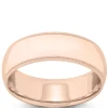 Rose Gold Polished Milgrain Edge Comfort Fit 7mm Band 14K Best