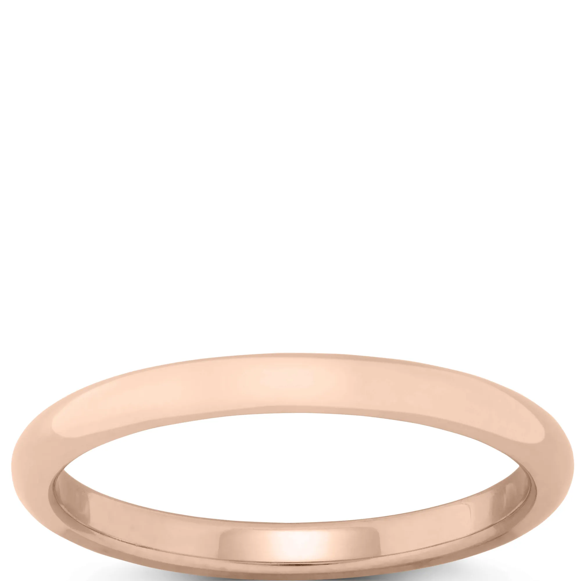 Rose Gold Polished Rounded Comfort Fit 2mm Band 14K Best