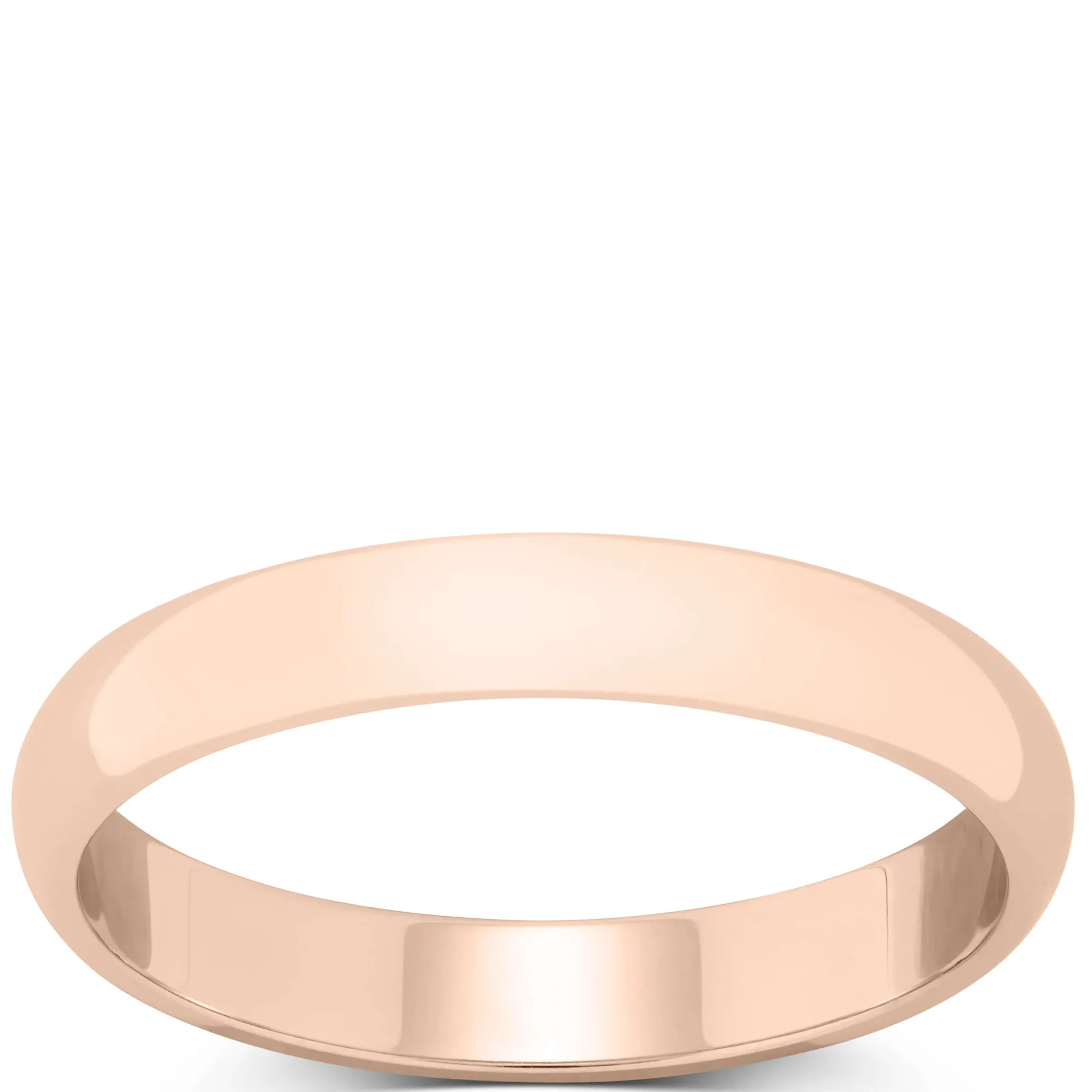 Rose Gold Polished Rounded 3mm Band 14K Best