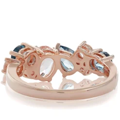 Rose Gold Scattered Cluster Morganite & Blue Topaz Band 14K Online