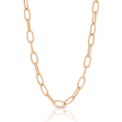 Toscano Rose Gold Oval Paperclip Chain Necklace 14K, 20" Clearance