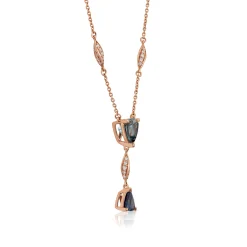 Rose Gold Trillion Gemstone & Diamond Twist 