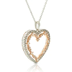 Rose Gold Two-Tone Diamond Heart Necklace 14K Clearance
