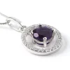 Round Amethyst and Diamond Pendant, 14K White Gold Clearance