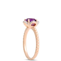 Round Amethyst and Diamond Ring, 14K Rose Gold Discount