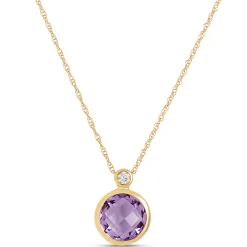 Round Amethyst Pendant Necklace, 14K Yellow Gold Online