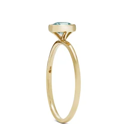 Round Bezel Set Blue Topaz Ring, 14K Clearance