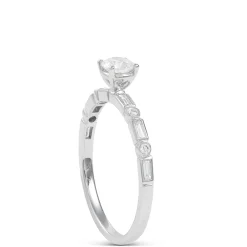 Round Cut Diamond Bridal Ring, 14K Gold Hot