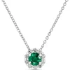 Round Cut Emerald Diamond Halo Necklace, 14K White Gold Best