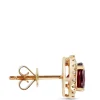 Round Cut Rhodolite and Diamond Halo Earrings, 14K Yellow Gold Best