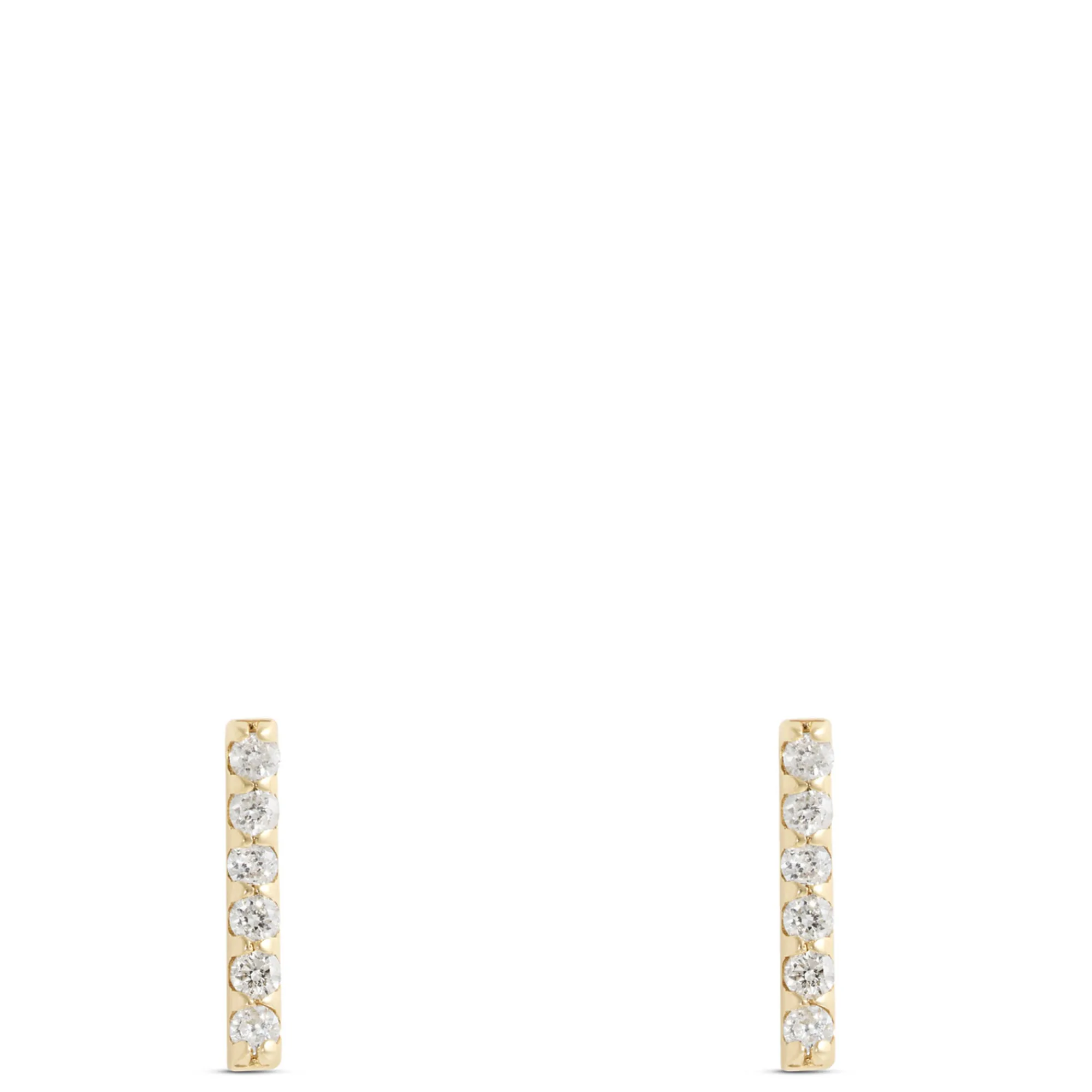 Round Diamond Bar Earrings, 14K Yellow Gold Clearance
