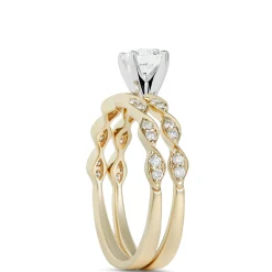 Round Diamond Bridal Set, 14K Yellow Gold Best