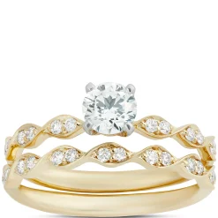 Round Diamond Bridal Set, 14K Yellow Gold Best