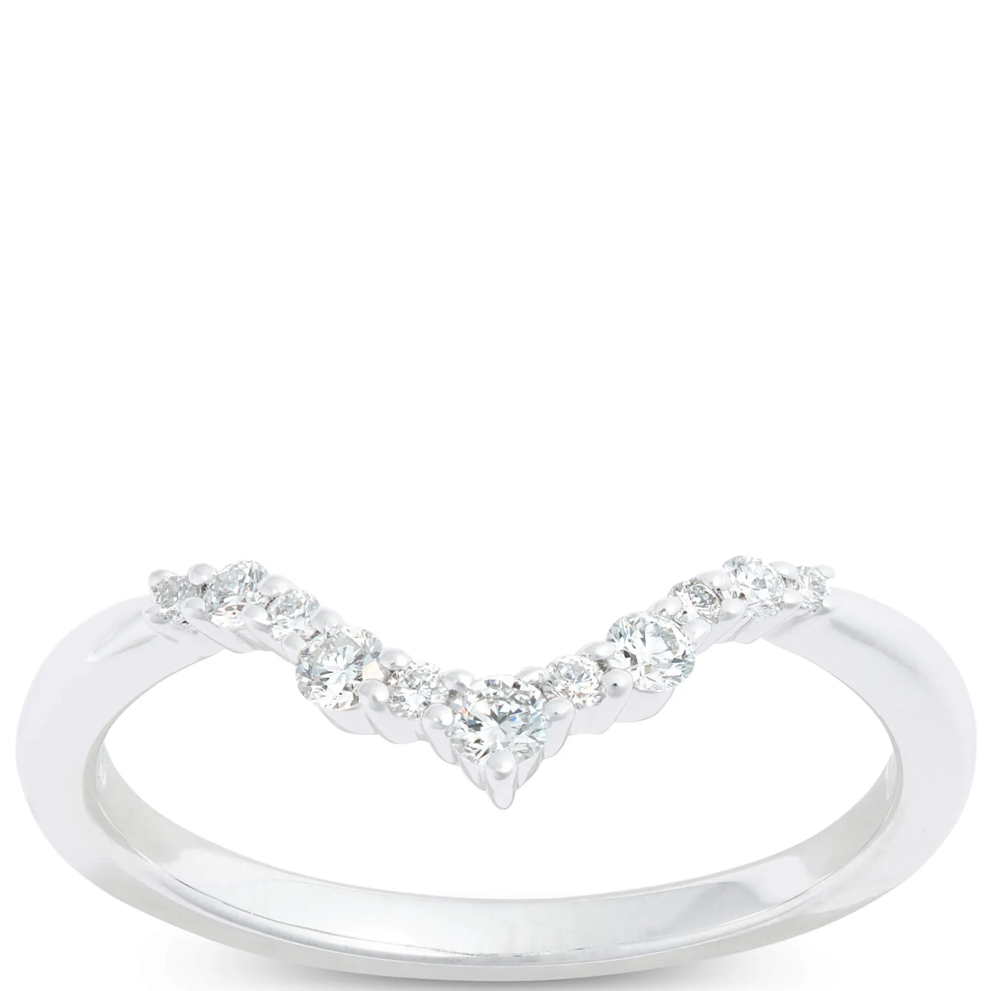 Round Diamond Contour Band, 14K White Gold Best