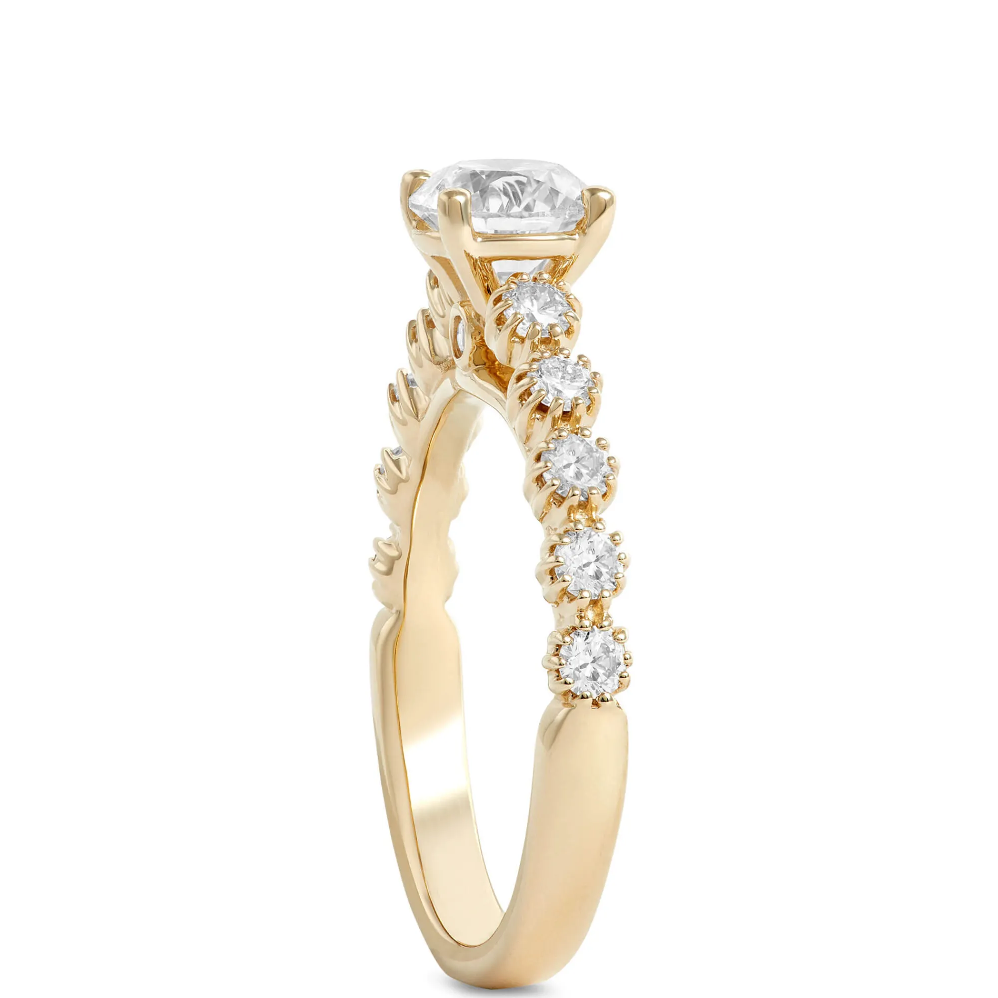 Round Diamond Engagement Ring in 14K Yellow Gold Clearance
