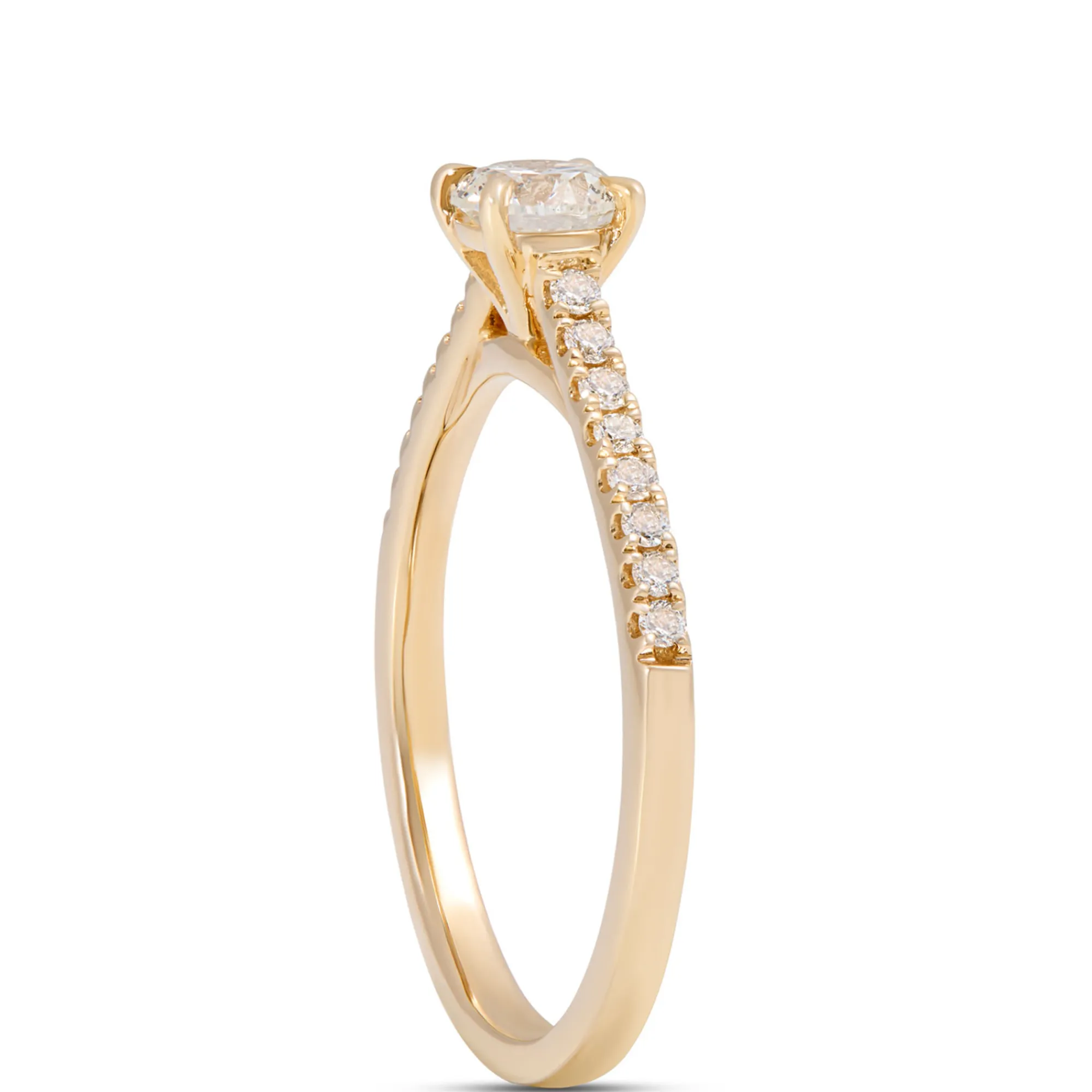 Round Diamond Engagement Ring, ½ Carat Total Weight, 14K Yellow Gold Best
