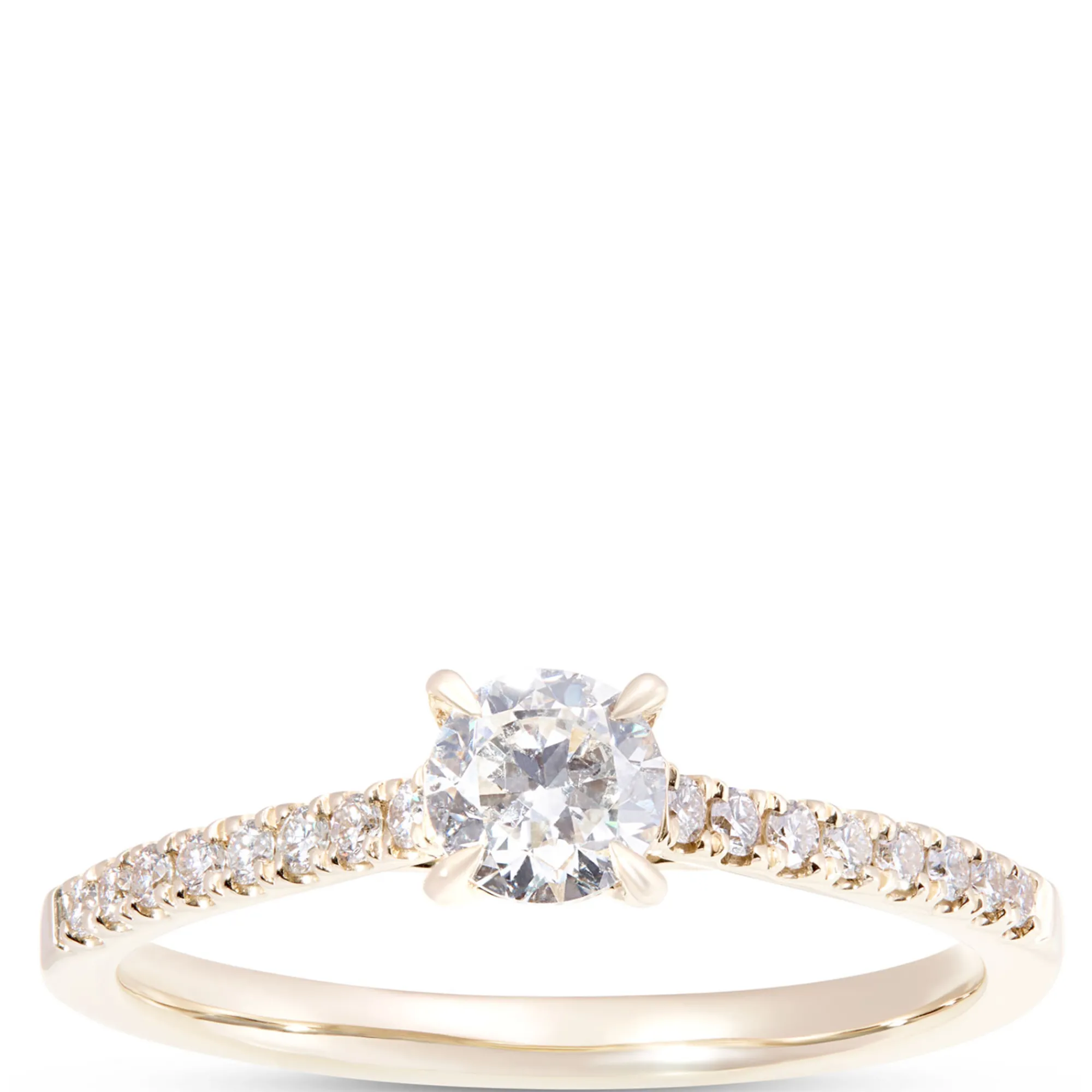 Round Diamond Engagement Ring, ½ Carat Total Weight, 14K Yellow Gold Best