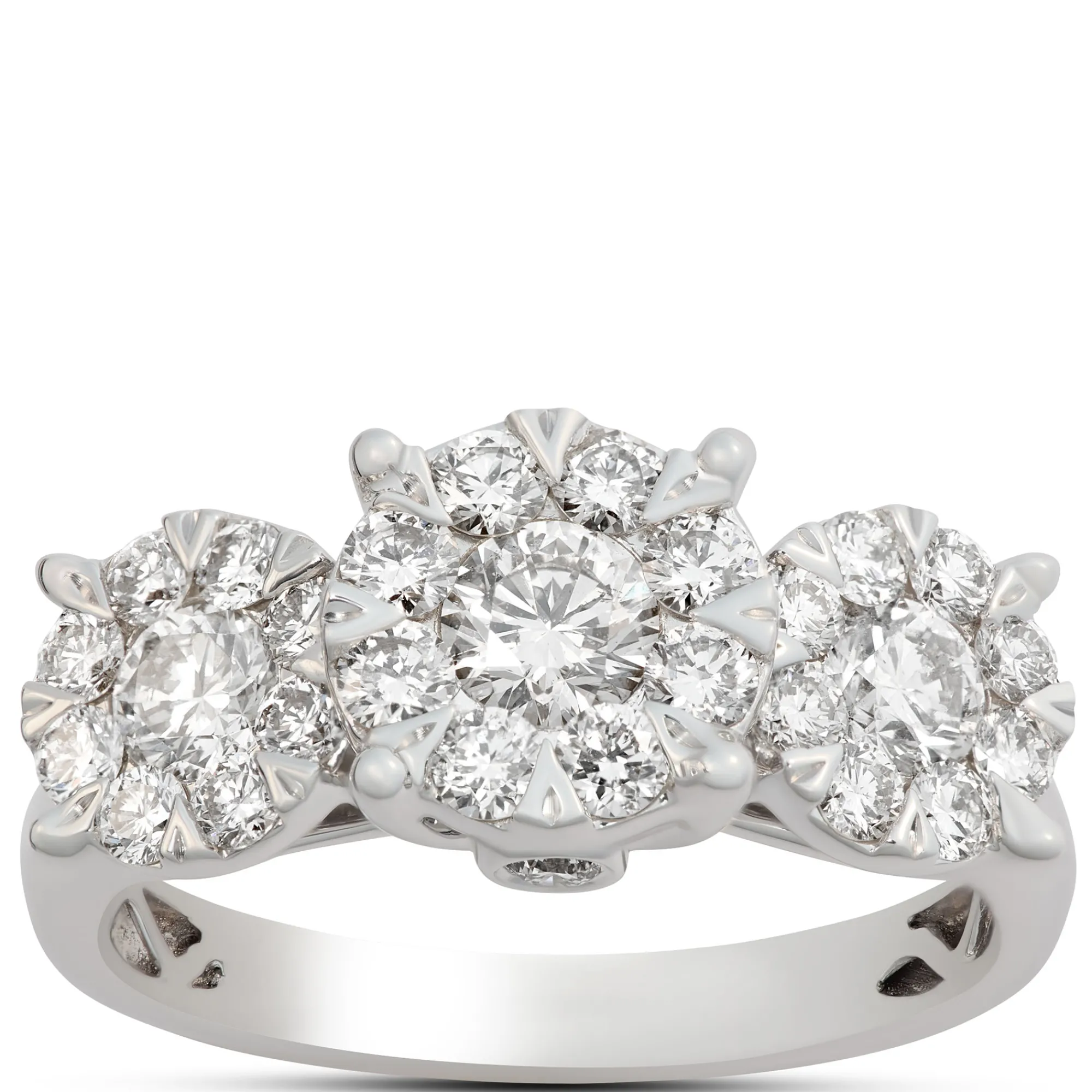 Round Diamond Engagement Ring, 14K White Gold New