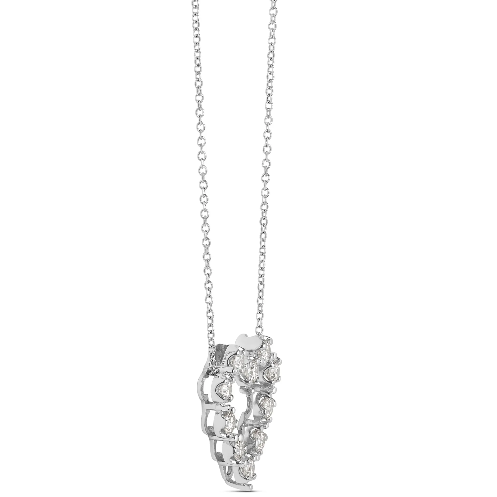 Round Diamond Heart Pendant, 14K White Gold Clearance