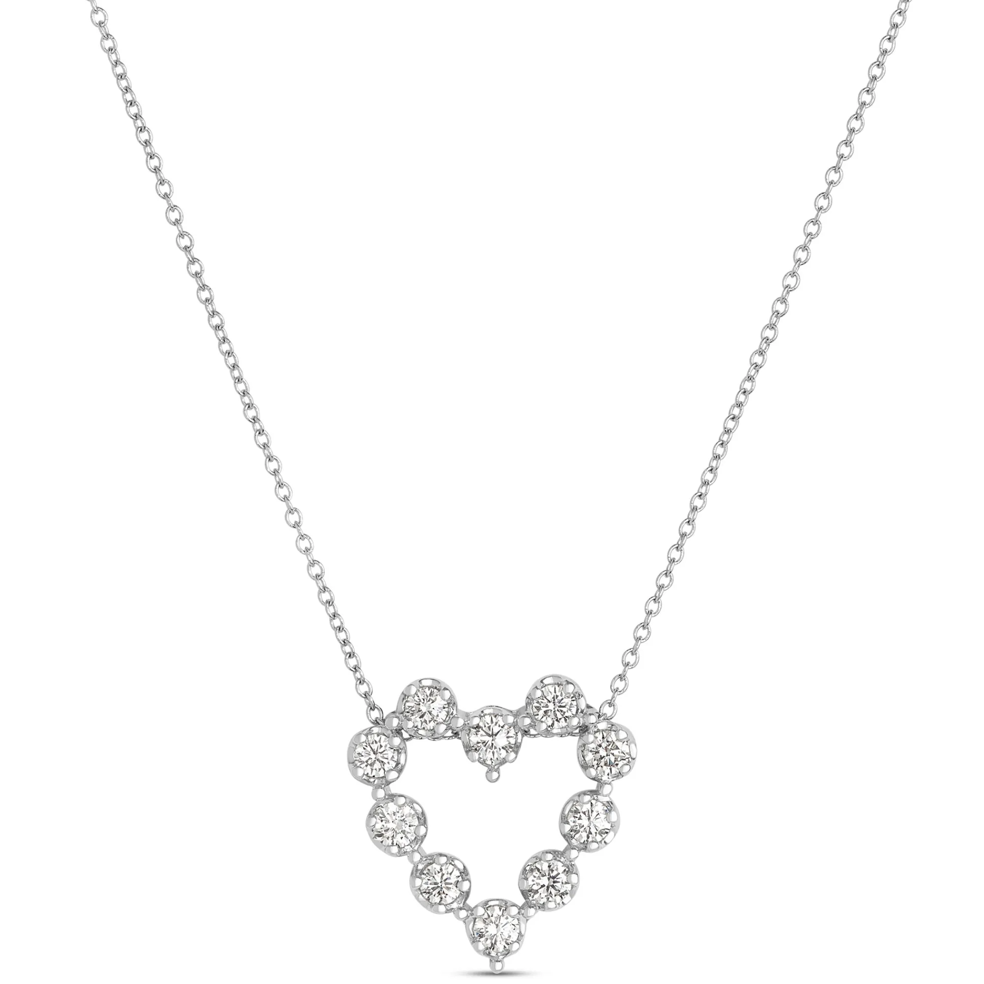 Round Diamond Heart Pendant, 14K White Gold Clearance