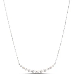 Round Diamond in Graduated Sizes Necklace, 18K White Gold Clearance