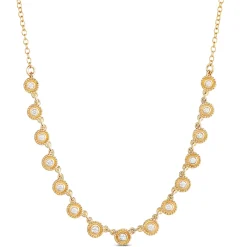 Round Diamond Necklace with Milgrain Bezel Settings Outlet