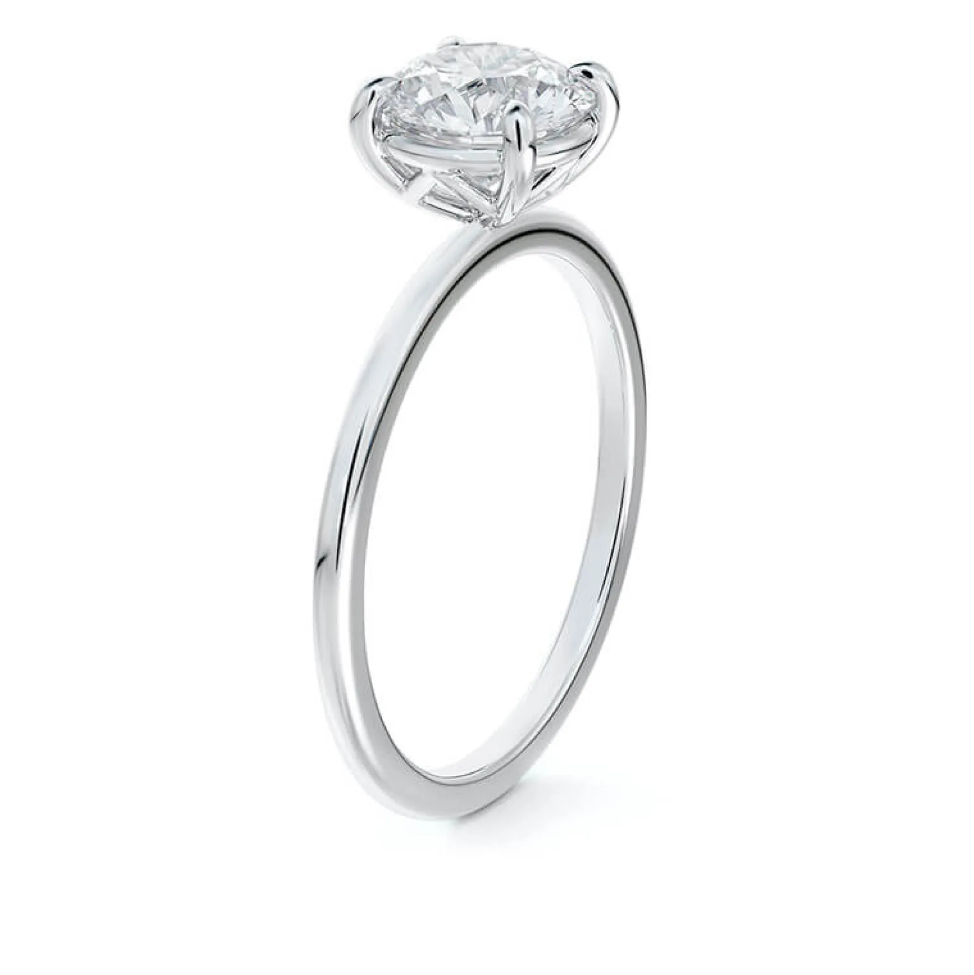 Round Diamond Solitaire Ring, 18K White Gold Outlet