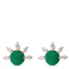 Round Emerald and Diamond Studs, 14K Yellow Gold