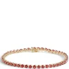 Round Garnet Gemstone Bracelet, 14K Yellow Gold Hot