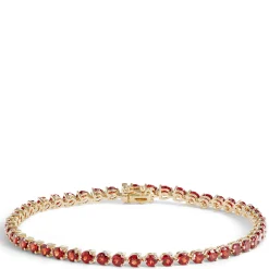 Round Garnet Gemstone Bracelet, 14K Yellow Gold Hot