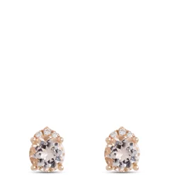 Round Morganite Studs, 14K Rose Gold Outlet