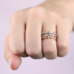 Round & Princess Cut Diamond Band 14K Hot